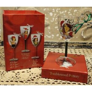 NIB Tumbleweed Pottery Emerson "Cat Person" Wine Glass Christmas Tree Ornament